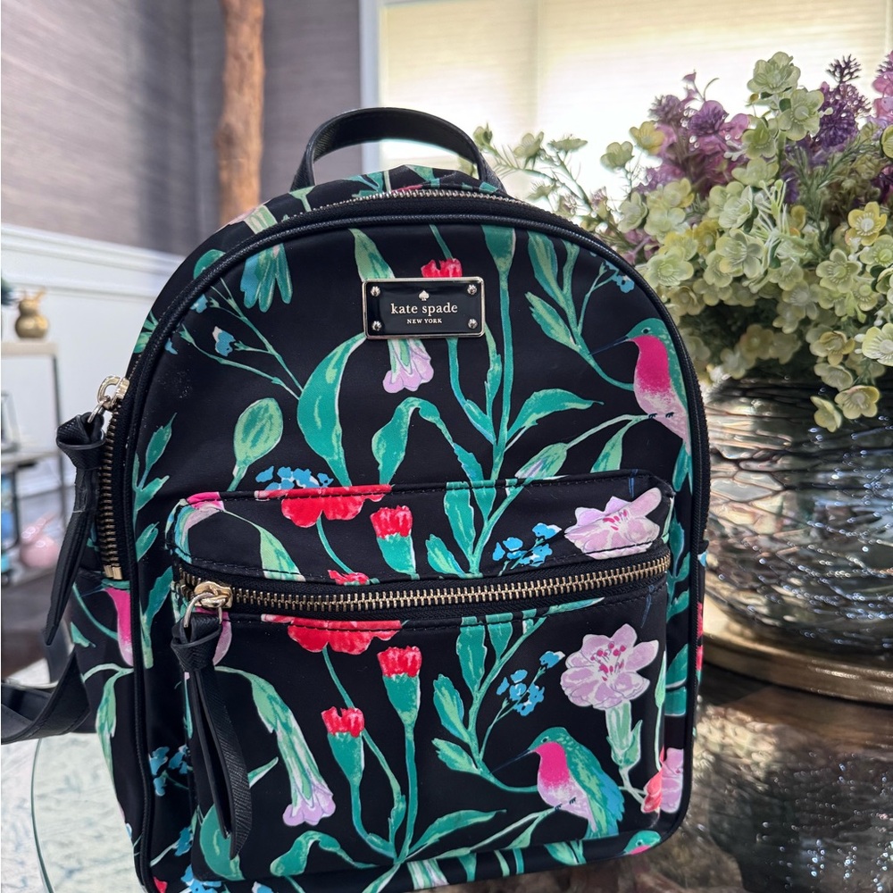 kate spade Black Floral & Bird Mini Backpack